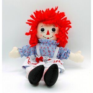 Raggedy Ann Doll by Aurora 12” Hasbro 2012 Cloth Blue Check Dress